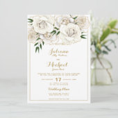 Luxe witte glitter rozen floral Weddenschap Kaart (Staand voorkant)