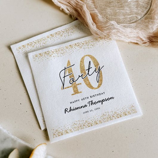 Luxe Witte Goud 40e Verjaardag Servetten