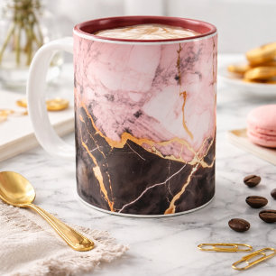 Luxe witte &goud&zwart marmeren koffiemok  tweekleurige koffiemok