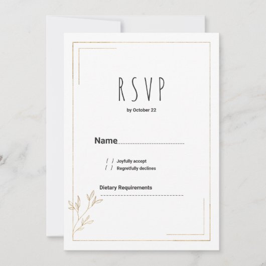 Luxe witte gouden geometrische bloem RSVP Kaart (Voorkant)