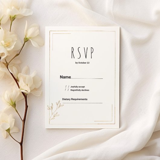 Luxe witte gouden geometrische bloem RSVP Kaart