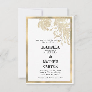 Luxe witte gouden glinsterende bloemen glamour bru kaart