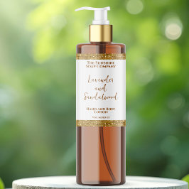 Luxe witte & gouden glinsterende cosmeticabottleti rechthoekige sticker