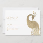 Luxe witte gouden koninklijke pauw elegante RSVP Kaart (Voorkant)