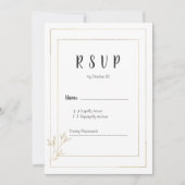 Luxe witte gouden minimalistische bloemen RSVP Kaart (Voorkant)