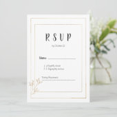 Luxe witte gouden minimalistische bloemen RSVP Kaart (Staand voorkant)