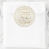 Luxe witte & gouden pompoen ronde sticker | Herfst (Tas)