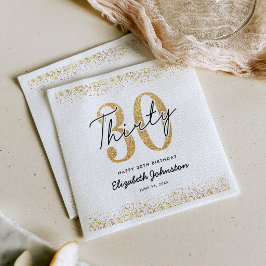 Luxe witte & gouden servetten voor 30e verjaardag