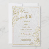 Luxe witte goudfranse bloemkant Sweet 16 Kaart (Voorkant)