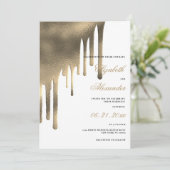 Luxe witte goudgradiënt druppelt huwelijksthema kaart (Staand voorkant)