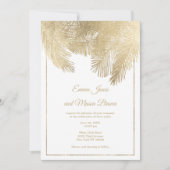 Luxe witte goudpalm tropische bruiloft kaart (Voorkant)