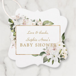 Luxe Witte Keizerlelies Rozen Baby Shower  Bedankjes Labels