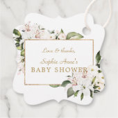 Luxe Witte Keizerlelies Rozen Baby Shower  Bedankjes Labels (Achterkant)