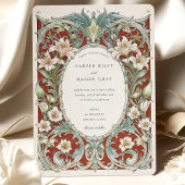 Luxe witte lelies art nouveau bruiloft kaart