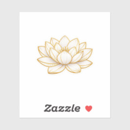 Luxe Witte Lotus Bloem Sticker Elegante Goud Zen