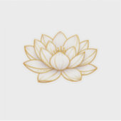 Luxe Witte Lotus Bloem Sticker Elegante Goud Zen (Voorkant)
