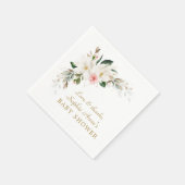 Luxe witte magnolia roze bloemen baby shower    servet (Hoek)