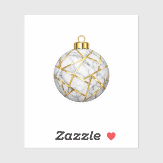 Luxe Witte Marmer Gouden Kerst Ornament Sticker (Vel)