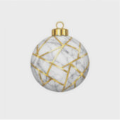 Luxe Witte Marmer Gouden Kerst Ornament Sticker (Voorkant)