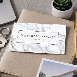 Luxe Witte Marmer Makelaar Onroerend Goed Visitekaartje