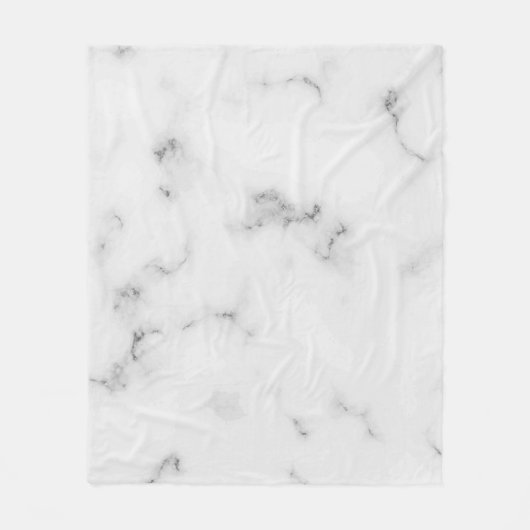 Luxe witte marmer textuur aangepast monogram fleece deken (Voorkant)
