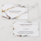 Luxe witte marmer textuur goud en grijze accenten visitekaartje (Voorkant / Achterkant)