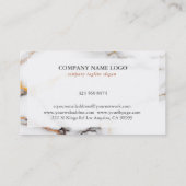 Luxe witte marmer textuur goud en grijze accenten visitekaartje (Achterkant)