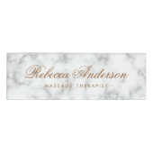 Luxe witte marmer ziet er  uit naambadge (Voorkant)