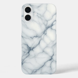 Luxe witte marmeren hoes - Elegante blauwe en grij