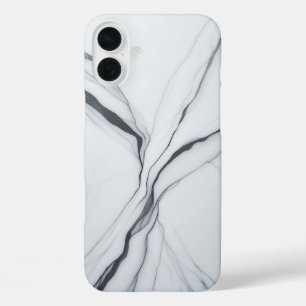 Luxe witte marmeren hoes - Elegante zwarte vloeist
