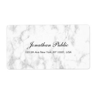 Luxe witte marmeren script moderne verzendadres etiket