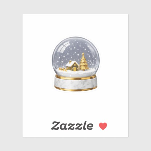 Luxe witte marmeren sneeuwbol sticker kunstgalerij (Vel)