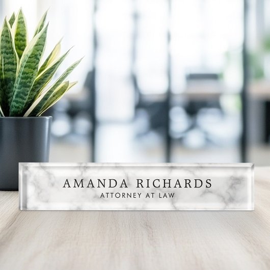 Luxe witte marmeren textuur naambordje