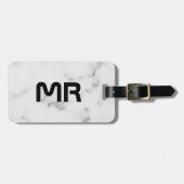 Luxe witte marmertextuur bagagelabel (Voorkant horizontaal)