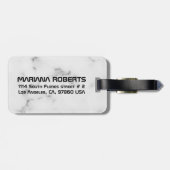 Luxe witte marmertextuur bagagelabel (Achterkant horizontaal)