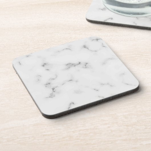 Luxe witte marmertextuur bier onderzetter (Linkerzijde)