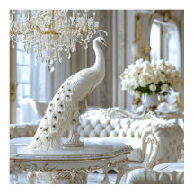 Luxe Witte Pauw Kunst Elegante Beeldhouwstijl