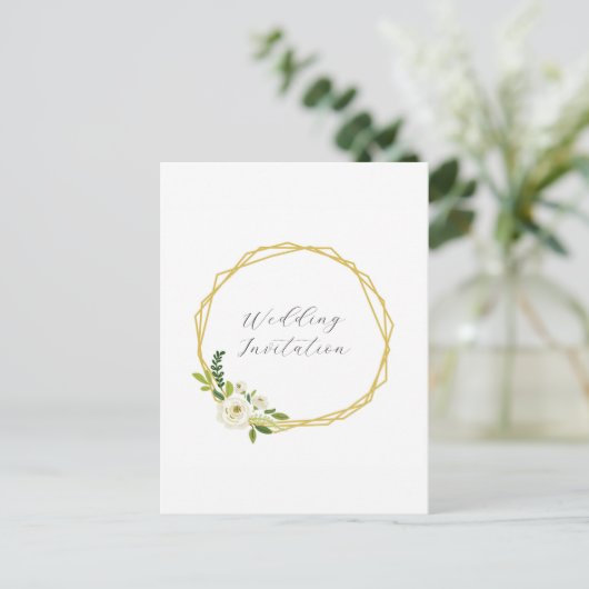Luxe Witte Roos Bloemstuk Lijst Briefkaart (Staand voorkant)