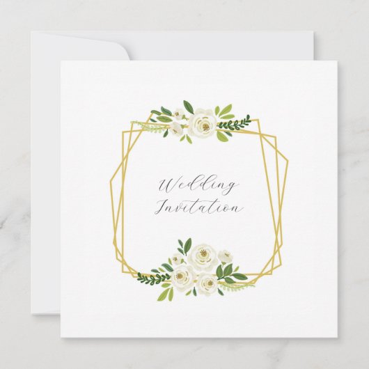 Luxe Witte Roos Bloemstuk Lijst Kaart (Voorkant)