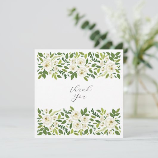 Luxe Witte Roos Bloemstuk Lijst Kaart (Staand voorkant)
