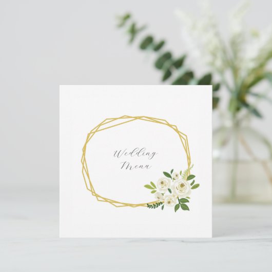 Luxe Witte Roos Bloemstuk Lijst Menu (Staand voorkant)