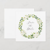 Luxe Witte Roos Bloemstuk Lijst Save The Date (Voorkant / Achterkant)