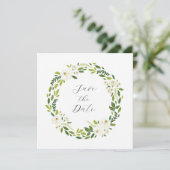 Luxe Witte Roos Bloemstuk Lijst Save The Date (Staand voorkant)