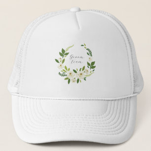Luxe witte roos bloemstuk lijst trucker pet