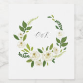 Luxe witte roos bloemstuk lijst wijn etiket (Enkel label)