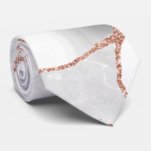 Luxe witte roze gouden agaat geode glitters stropdas (Opgerold)