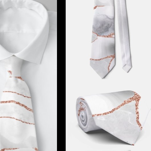 Luxe witte roze gouden agaat geode glitters stropdas