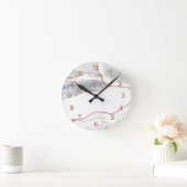 Luxe witte roze gouden glinsterende agaat  ronde klok (Huis)