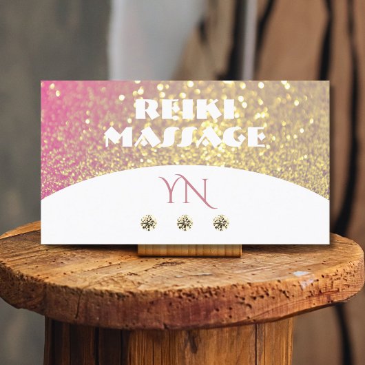 Luxe Witte Roze Gouden Glitter Monogram Visitekaartje