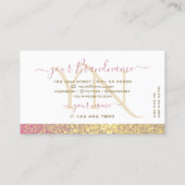 Luxe Witte Roze Gouden Glitter Monogram Visitekaartje (Achterkant)